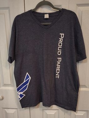 Gildan Softstyle Heather Navy Blue Crewneck T-Shirt Air Force Parent